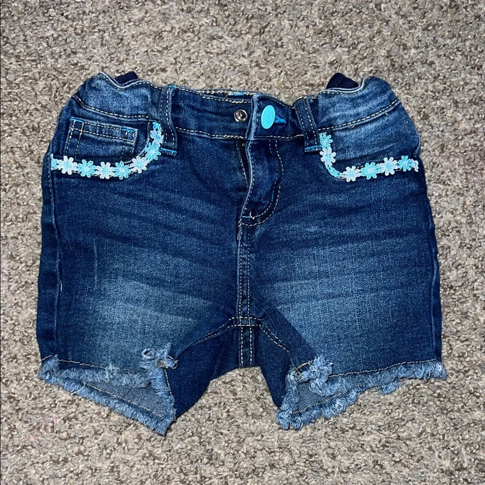 Vigoss Denim Shorts with Blue Floral Trim